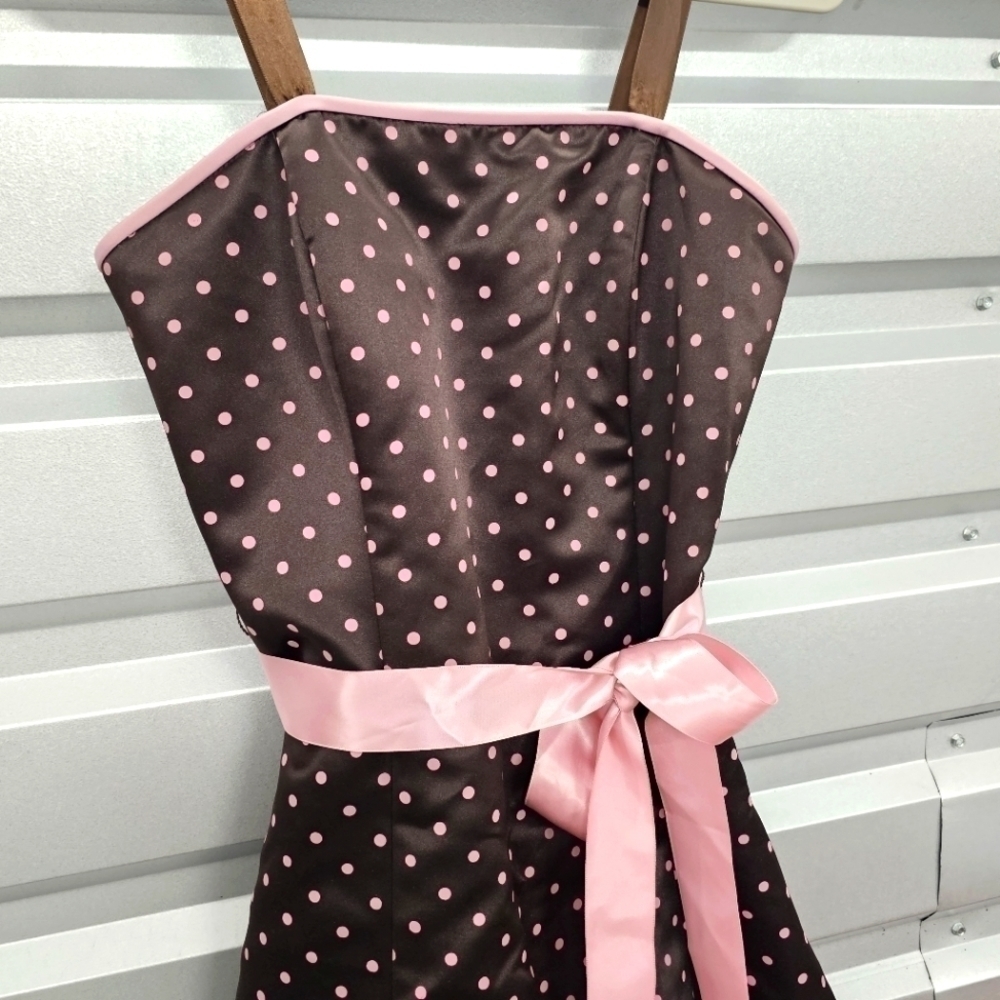 Vtg Gunne Sax Jessica McClintock Satin Polka-dot Midi Dress Barbiecore - Picture 3 of 9